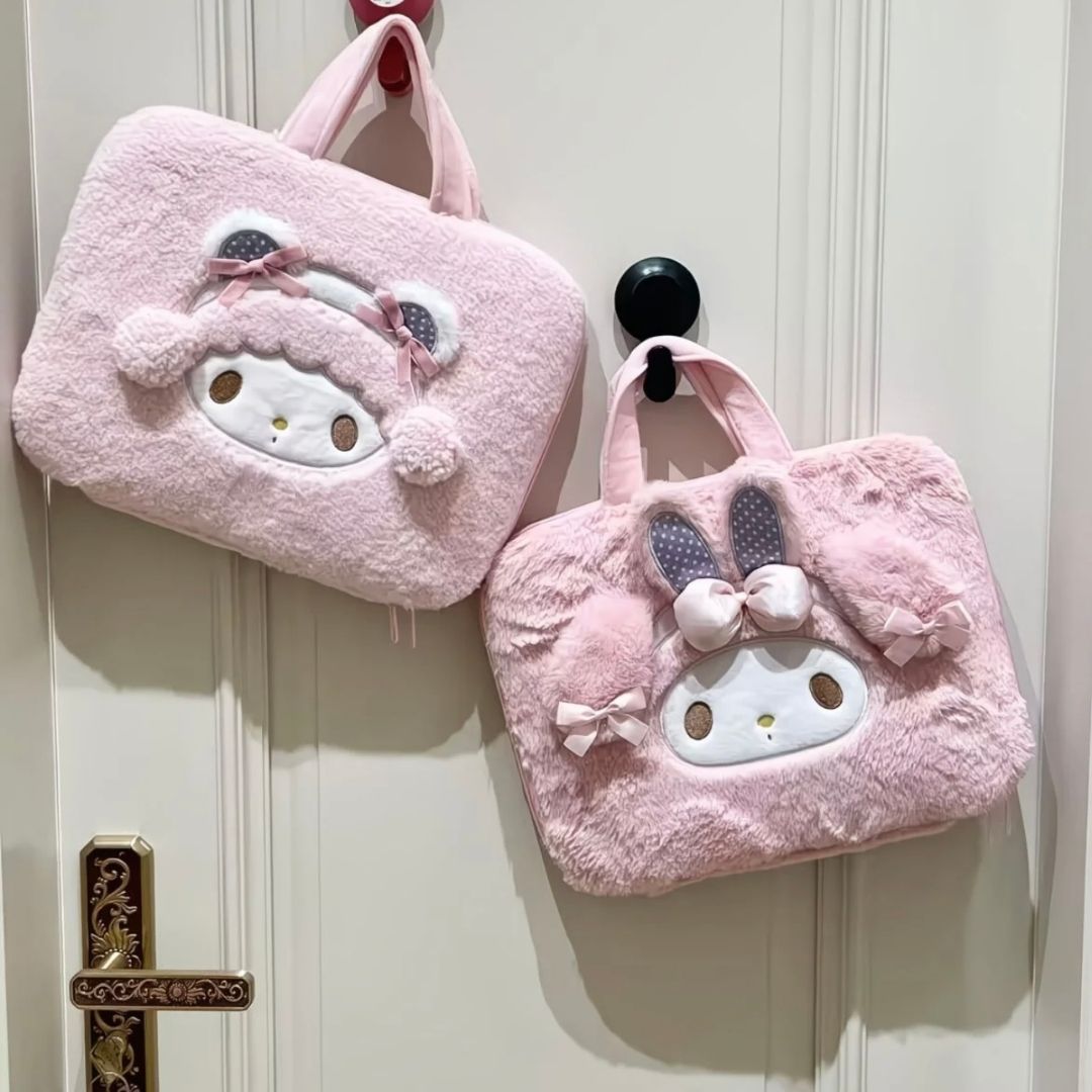 Sanrio My Melody Plush Laptop & Tablet Bag - Fuzzy Bear & Bunny Hood Editions