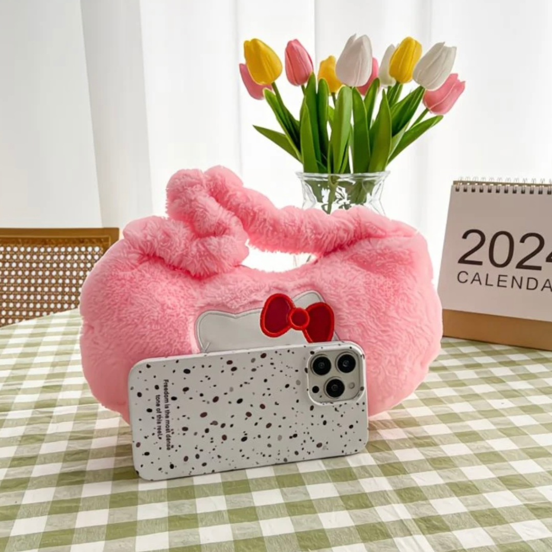 Sanrio Characters Crescent Plush Hobo Bag - Kuromi, My Melody & Cinnamoroll