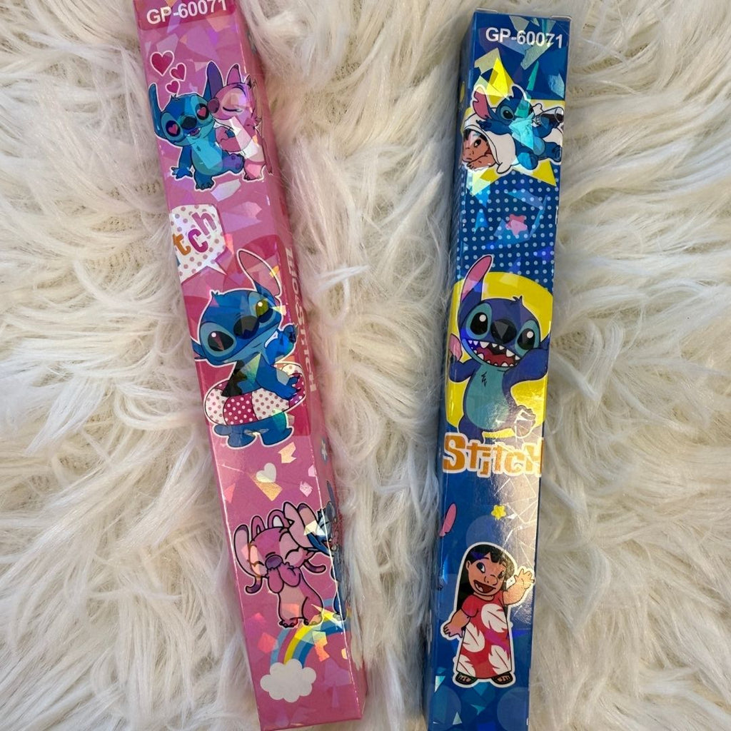 Holographic Stitch & Friends Ballpoint Pen Duo - Pink & Blue Laser Set