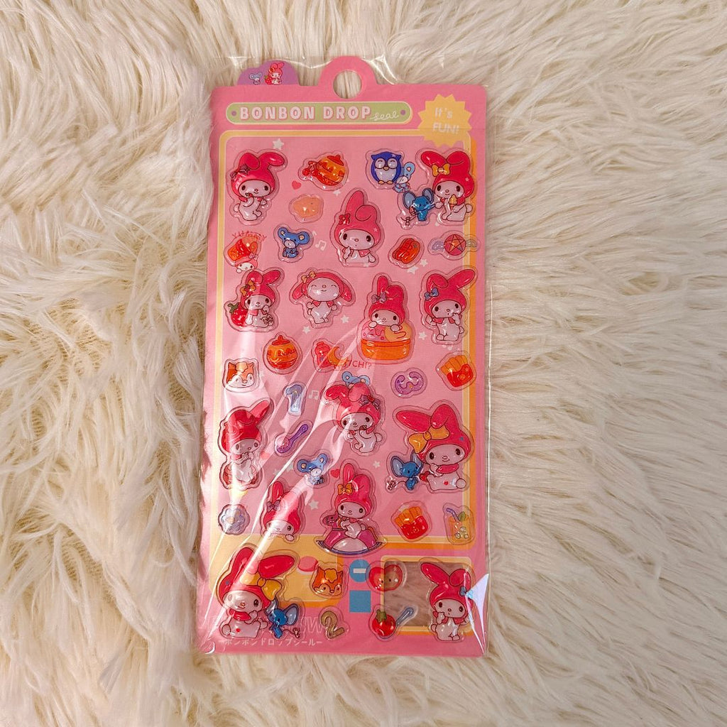 Sanrio 'Bonbon Drop' 3D Jelly Sticker Sheet - Candy-Like Kawaii Decals