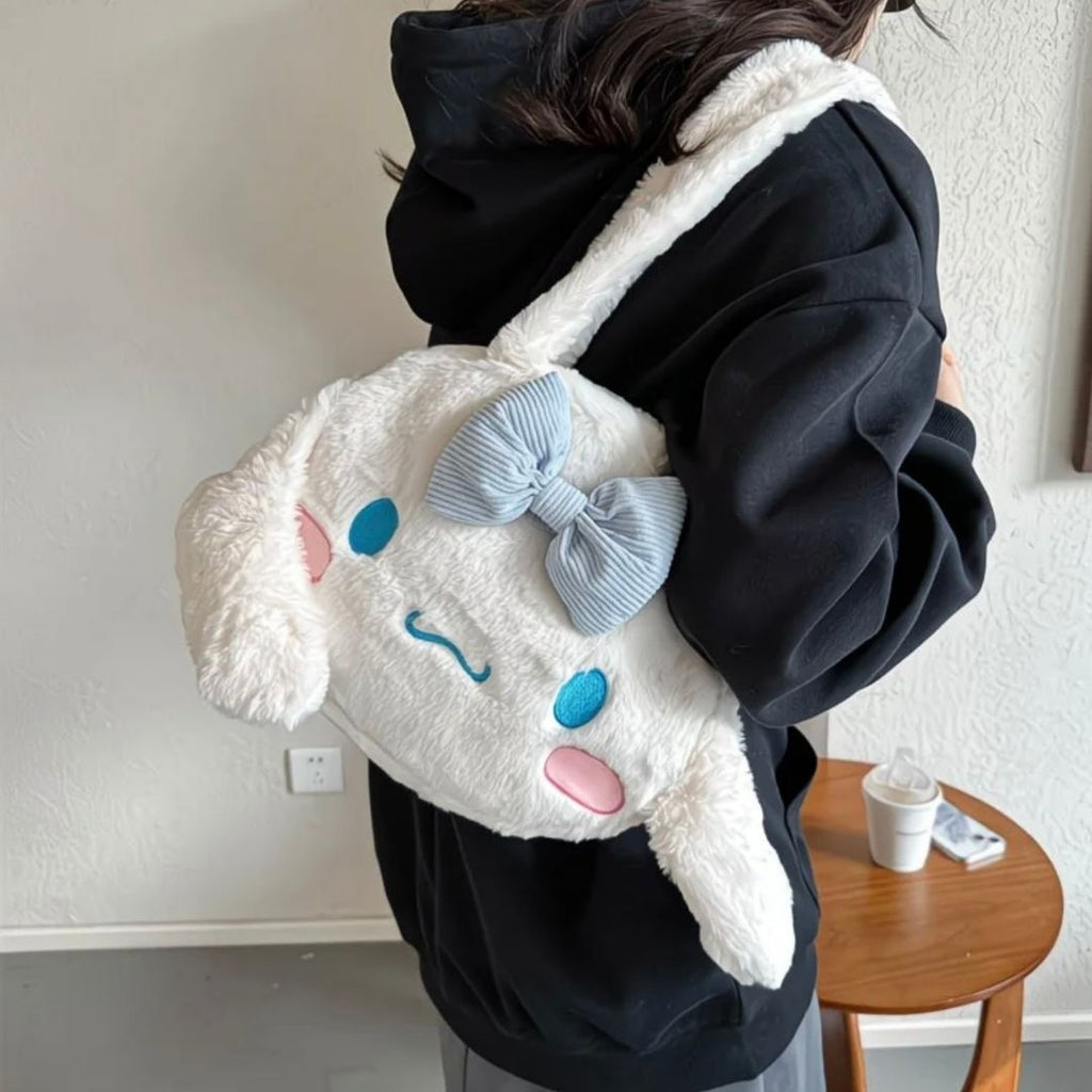 Sanrio Character Big Face Plush Handbag - Kuromi, My Melody & Cinnamoroll