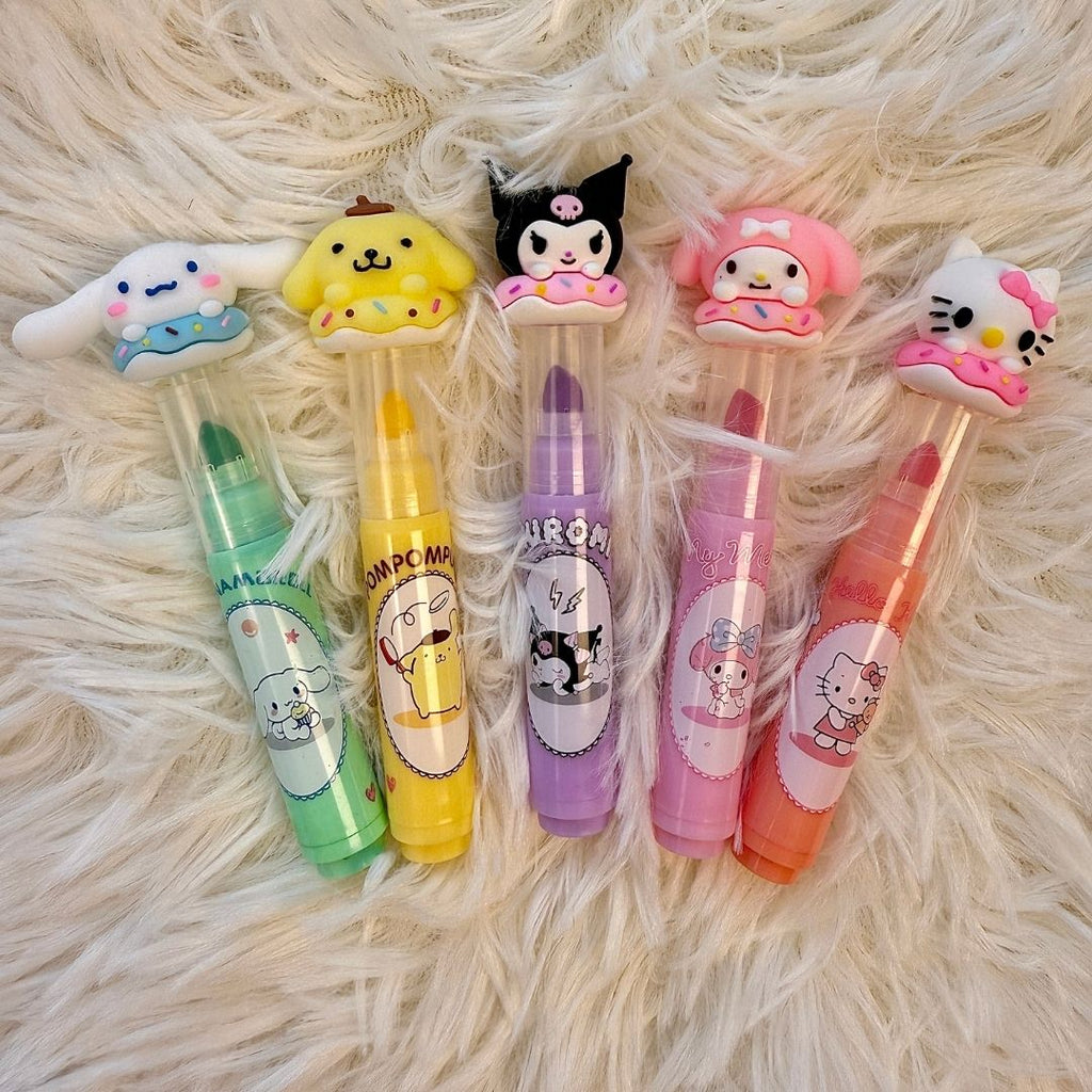 Sanrio Sweet Treats 3D Donut Highlighter Set - 5-Piece Kawaii Marker Pack