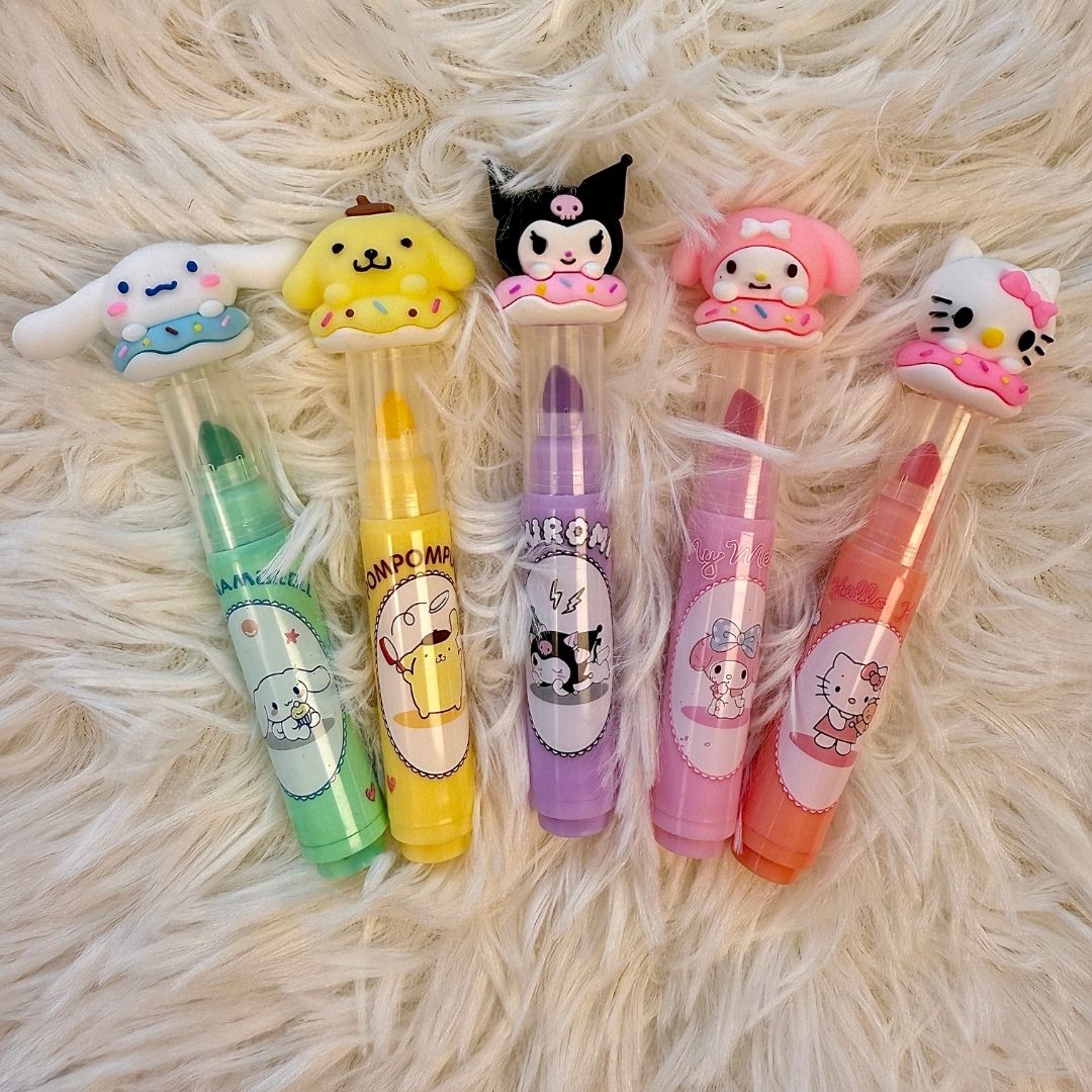 Sanrio Sweet Treats 3D Donut Highlighter Set - 5-Piece Kawaii Marker Pack