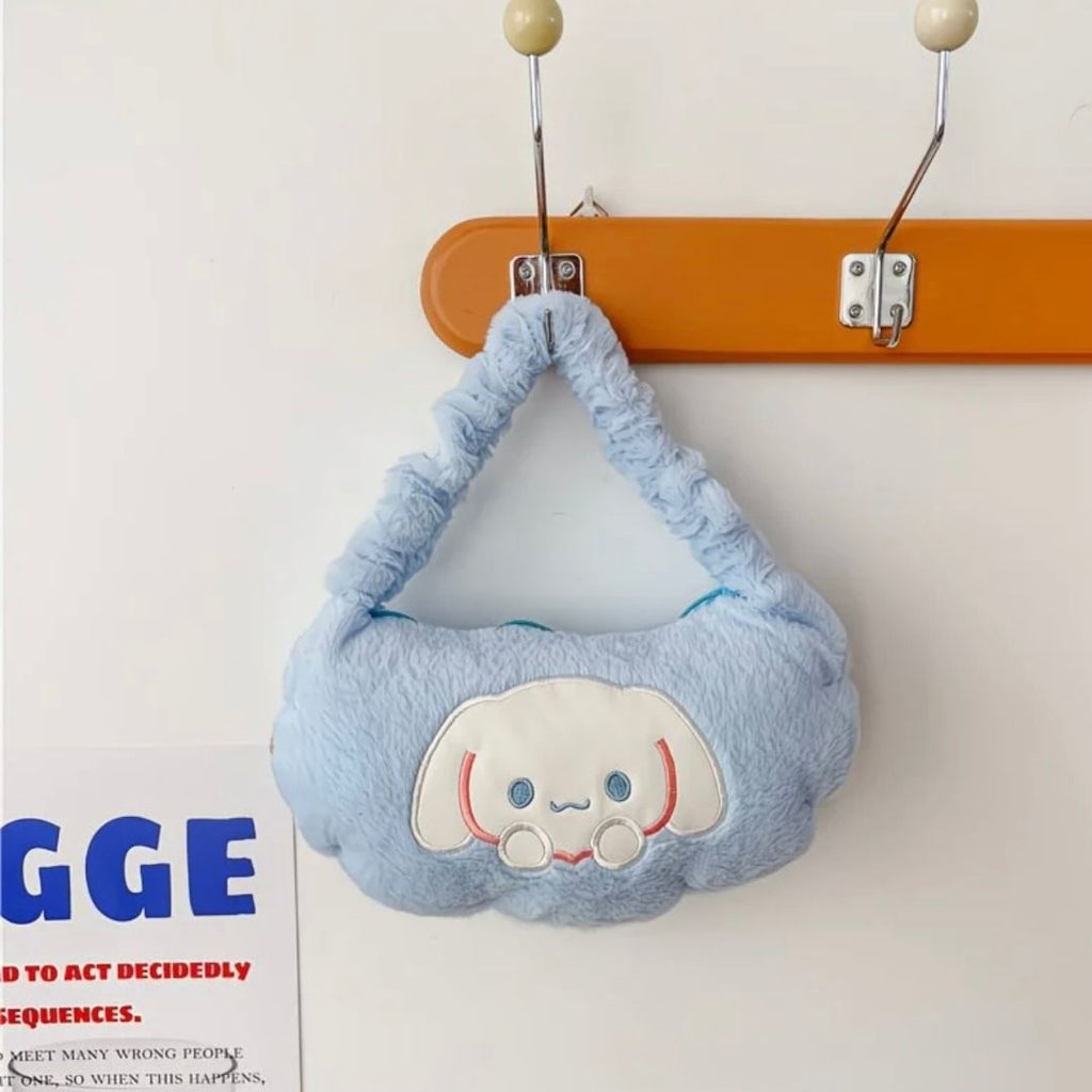Sanrio Characters Crescent Plush Hobo Bag - Kuromi, My Melody & Cinnamoroll